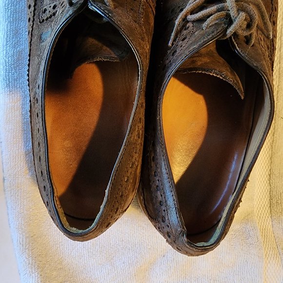 Tod\'s, Men\'s Oxford Brogue Suede Leather Dress Shoes, Brown Color, Size 10